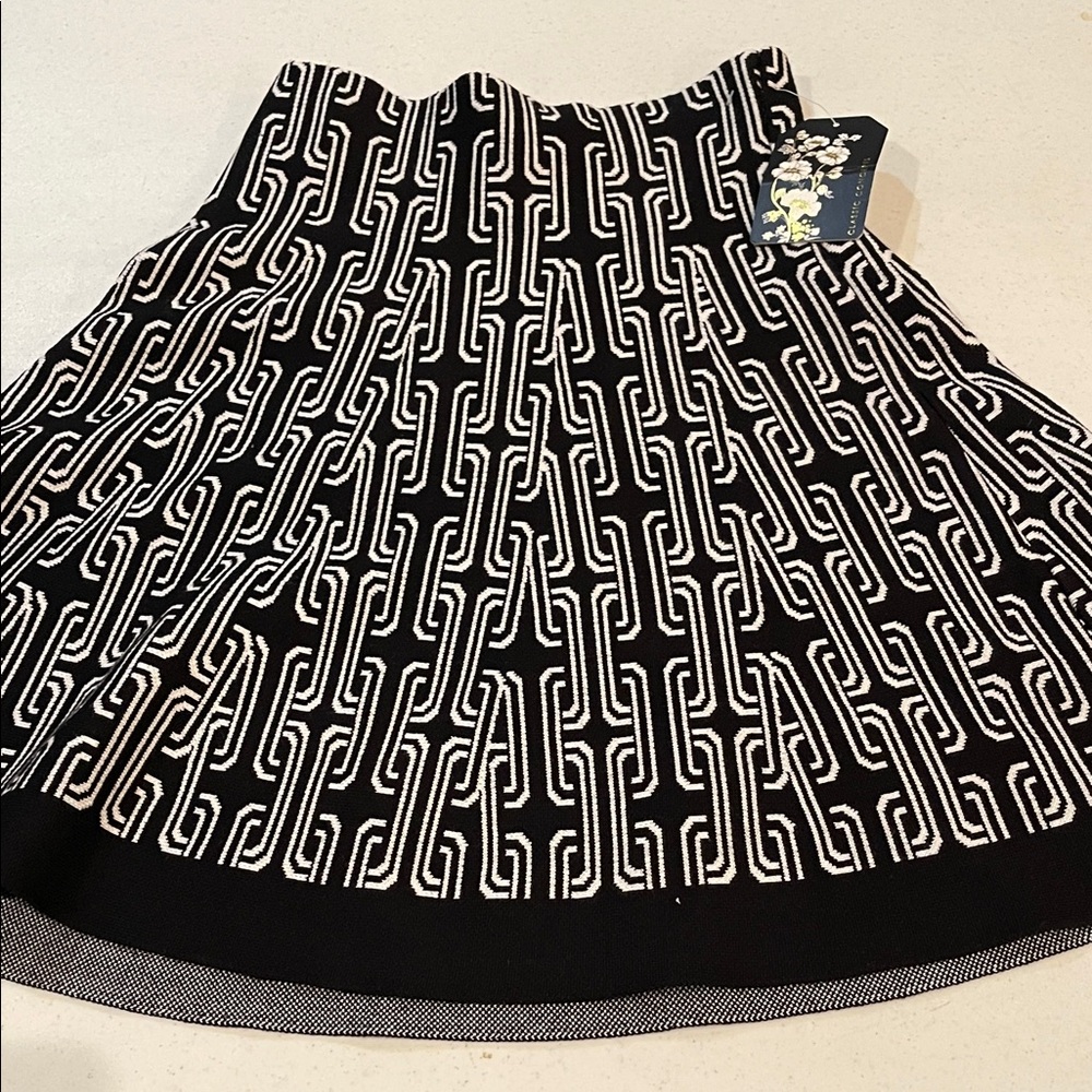 Classic Concepts (S) Black and White Patterned Skirt